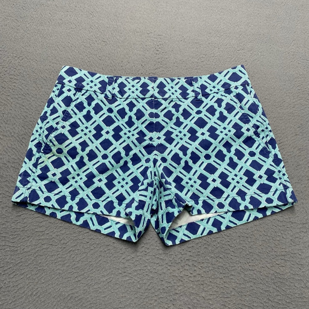 Vineyard Vines Shorts Womens 2 Blue Geometric Chino Twill Cotton Stretch 3.5 In